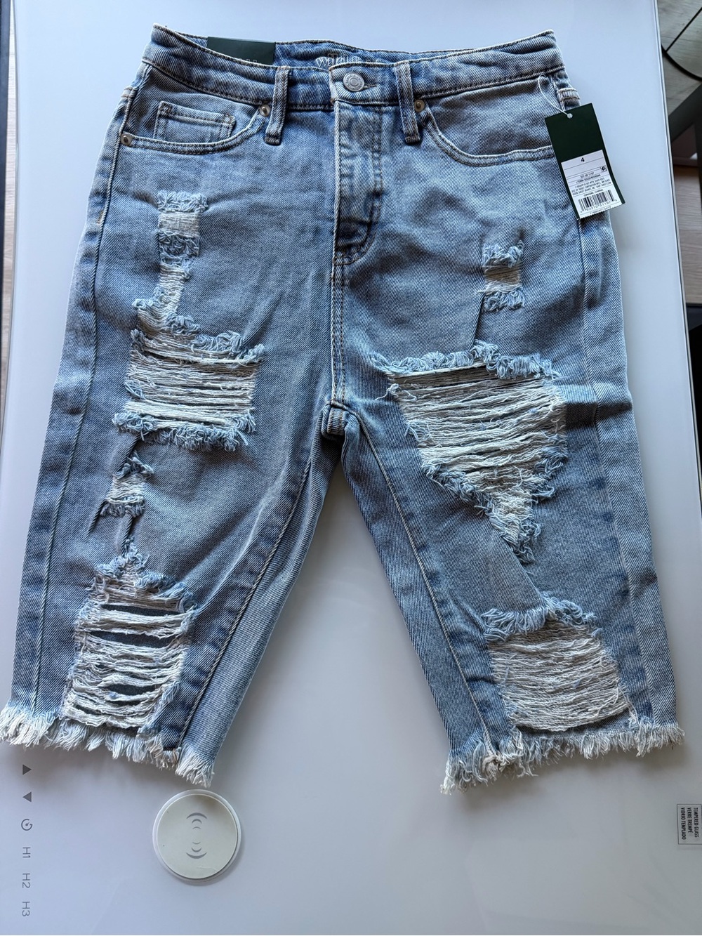 wild fable Light Blue Distressed Denim Bermuda Shorts